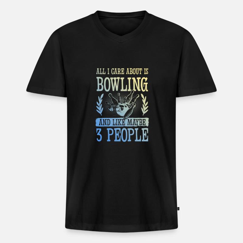 Bowling lustiger spruch - Männer Premium Bio T-Shirt mit V-Ausschnitt - Schwarz
