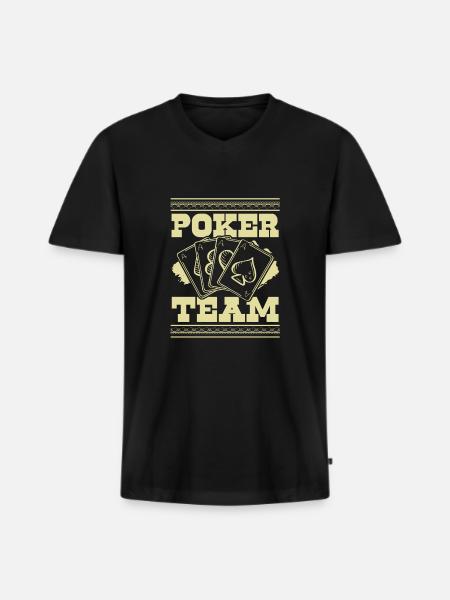 Poker Team - Männer Premium Bio T-Shirt mit V-Ausschnitt - Schwarz