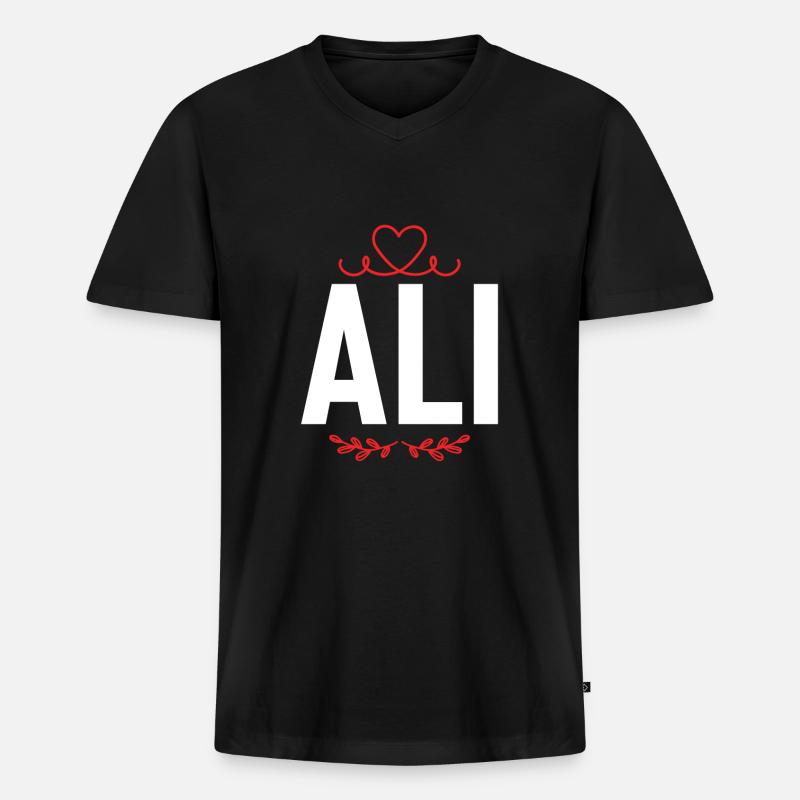 Ali - Männer Premium Bio T-Shirt mit V-Ausschnitt - Schwarz