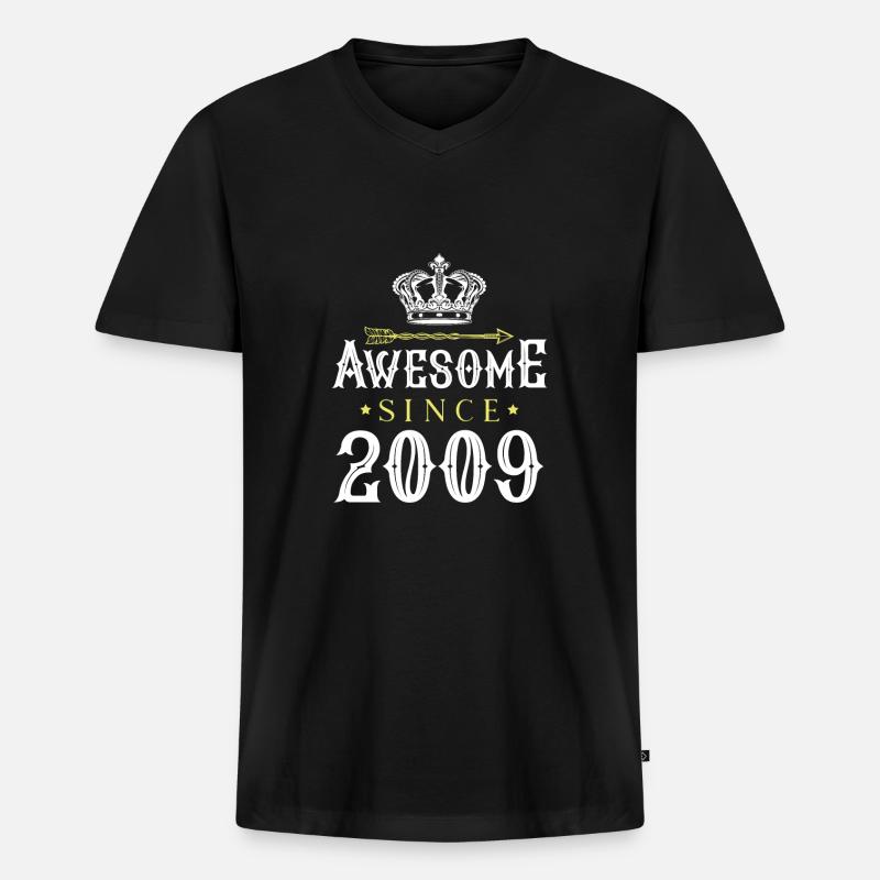 2009 awesome since - Männer Premium Bio T-Shirt mit V-Ausschnitt - Schwarz