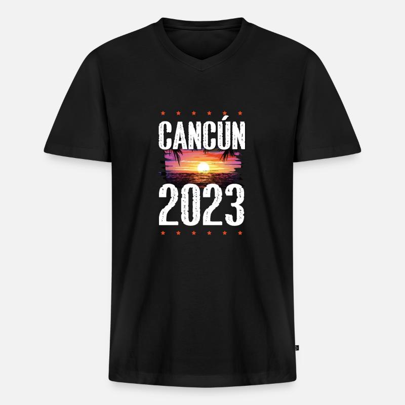 Cancun 2023 - Männer Premium Bio T-Shirt mit V-Ausschnitt - Schwarz