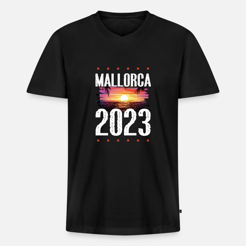 Mallorca 2023 - Männer Premium Bio T-Shirt mit V-Ausschnitt - Schwarz