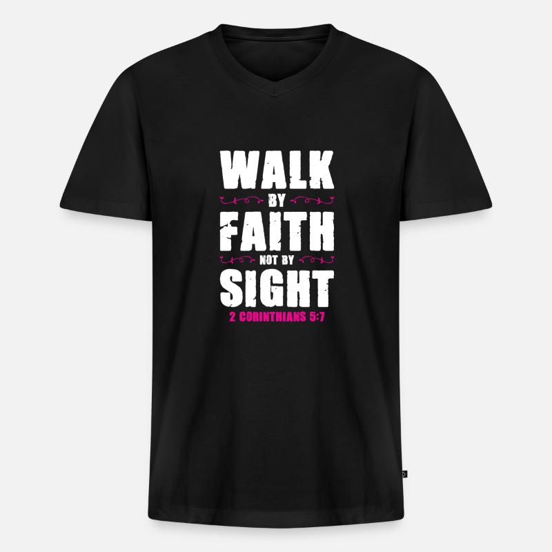 bibel vertrauen - Männer Premium Bio T-Shirt mit V-Ausschnitt - Schwarz