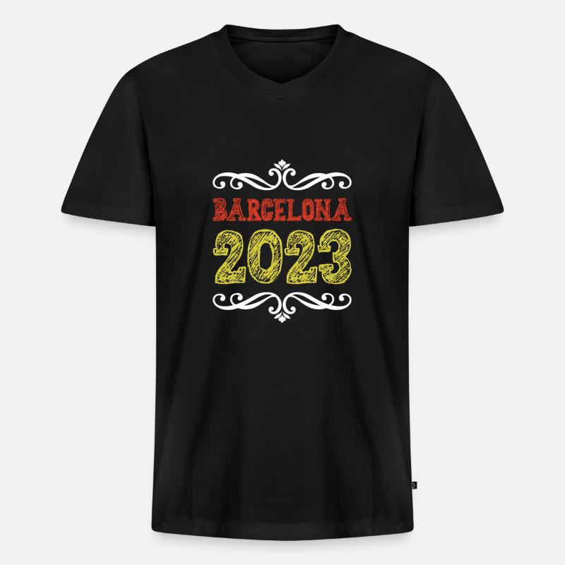 Barcelona 2023 - Männer Premium Bio T-Shirt mit V-Ausschnitt - Schwarz