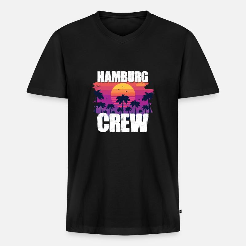 Hamburg Urlaub - Männer Premium Bio T-Shirt mit V-Ausschnitt - Schwarz