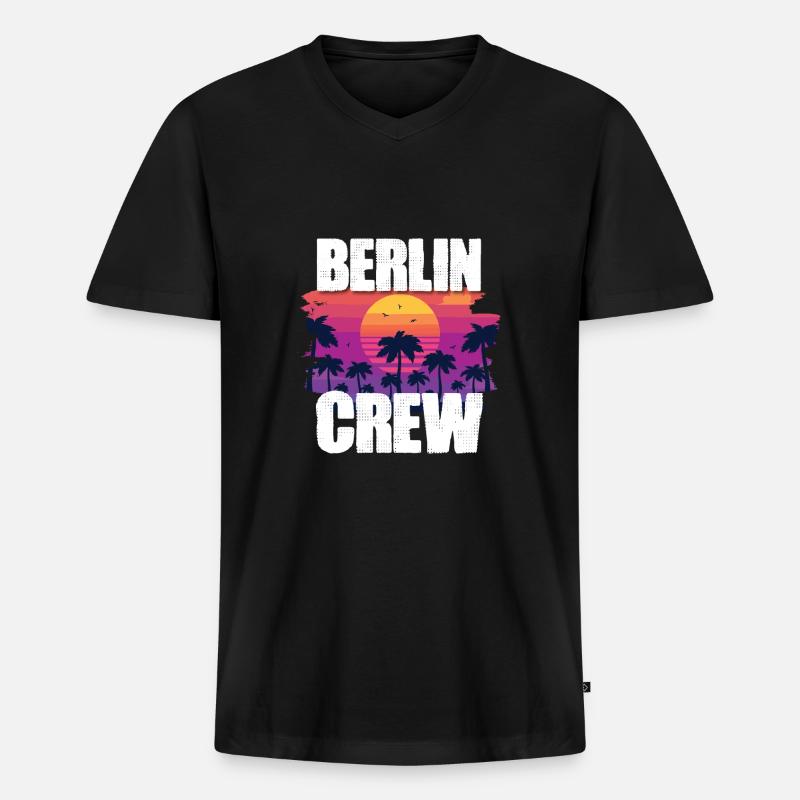 Berlin Urlaub - Männer Premium Bio T-Shirt mit V-Ausschnitt - Schwarz