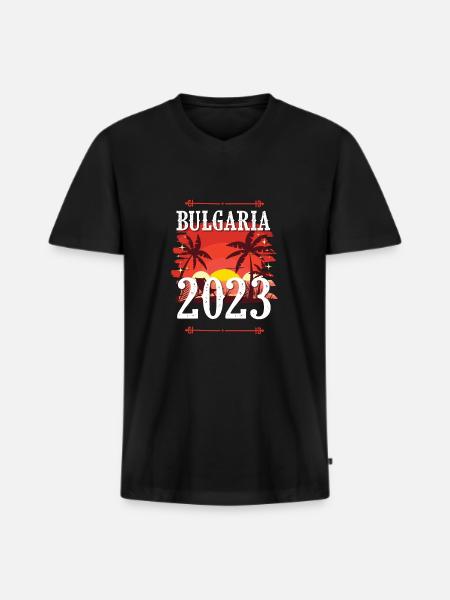 Bulgaria 2023 - Men's Premium Organic T-shirt with V-neck - black