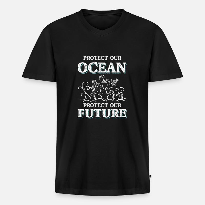 save the ocean - Männer Premium Bio T-Shirt mit V-Ausschnitt - Schwarz