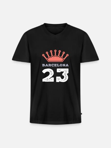 Maillot Barcelone 23 2023 - T-shirt encolure en V Premium bio Homme - noir