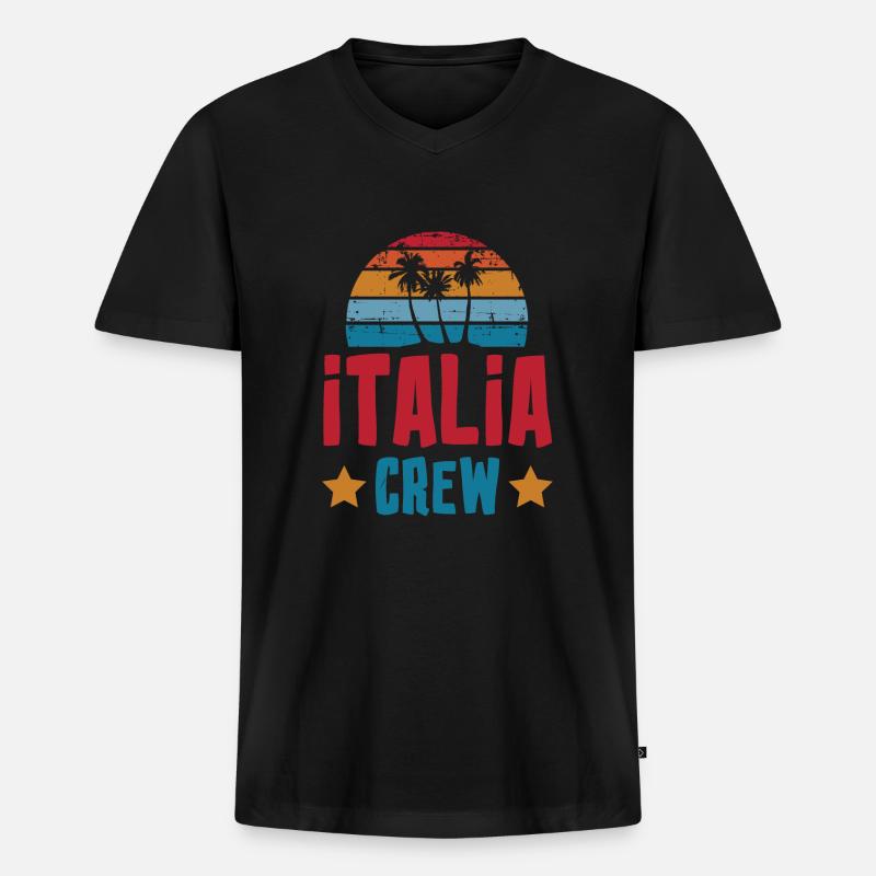 Italia Crew - Männer Premium Bio T-Shirt mit V-Ausschnitt - Schwarz