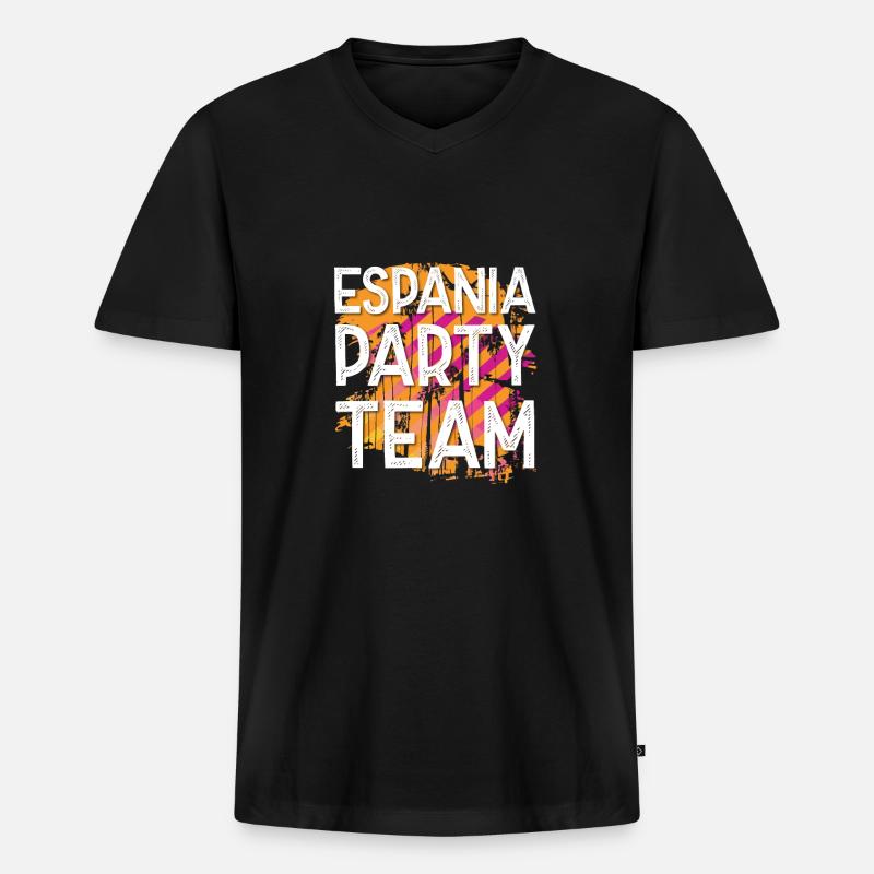 Espania Party Team - Männer Premium Bio T-Shirt mit V-Ausschnitt - Schwarz