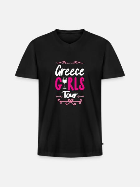 Greece Girls Tour - Men's Premium Organic T-shirt with V-neck - black