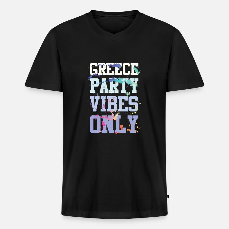 Greece Party Vibes - Männer Premium Bio T-Shirt mit V-Ausschnitt - Schwarz