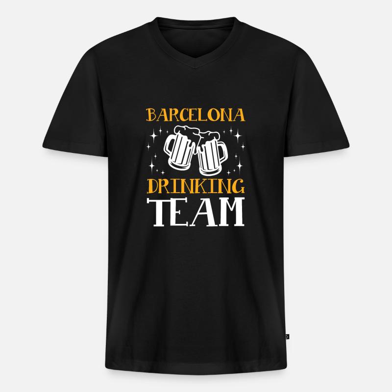 Barcelona Drinking Team - Männer Premium Bio T-Shirt mit V-Ausschnitt - Schwarz
