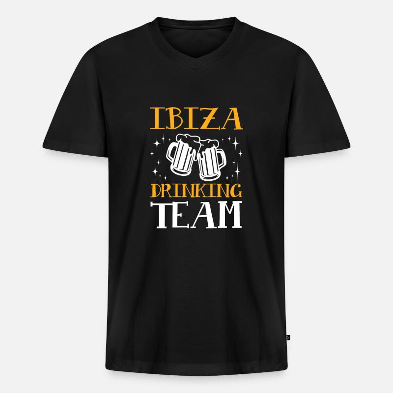 Ibiza Drinking Team - Männer Premium Bio T-Shirt mit V-Ausschnitt - Schwarz
