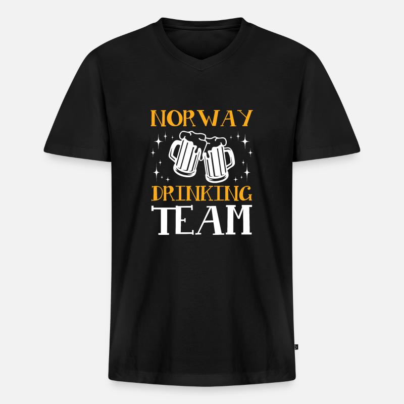 Norwegen Drinking Team - Männer Premium Bio T-Shirt mit V-Ausschnitt - Schwarz