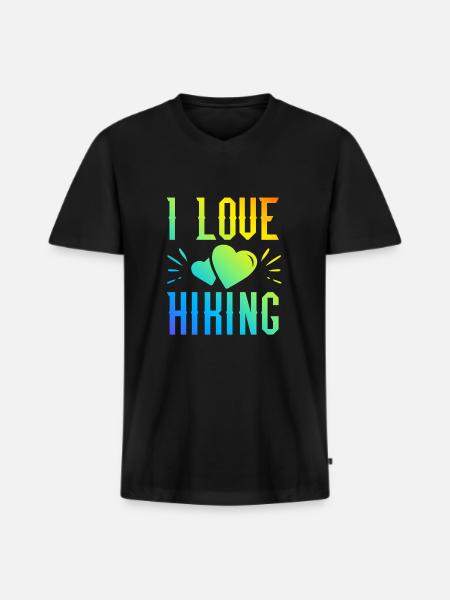 I love hiking - Men's Premium Organic T-shirt with V-neck - black