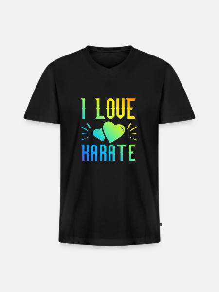 Ich liebe Karate - Männer Premium Bio T-Shirt mit V-Ausschnitt - Schwarz