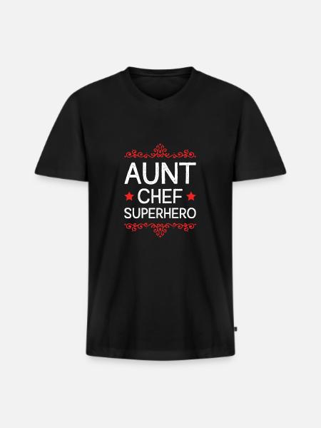Aunt Superhero - Men's Premium Organic T-shirt with V-neck - black
