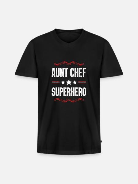 Aunt Superhero - Men's Premium Organic T-shirt with V-neck - black