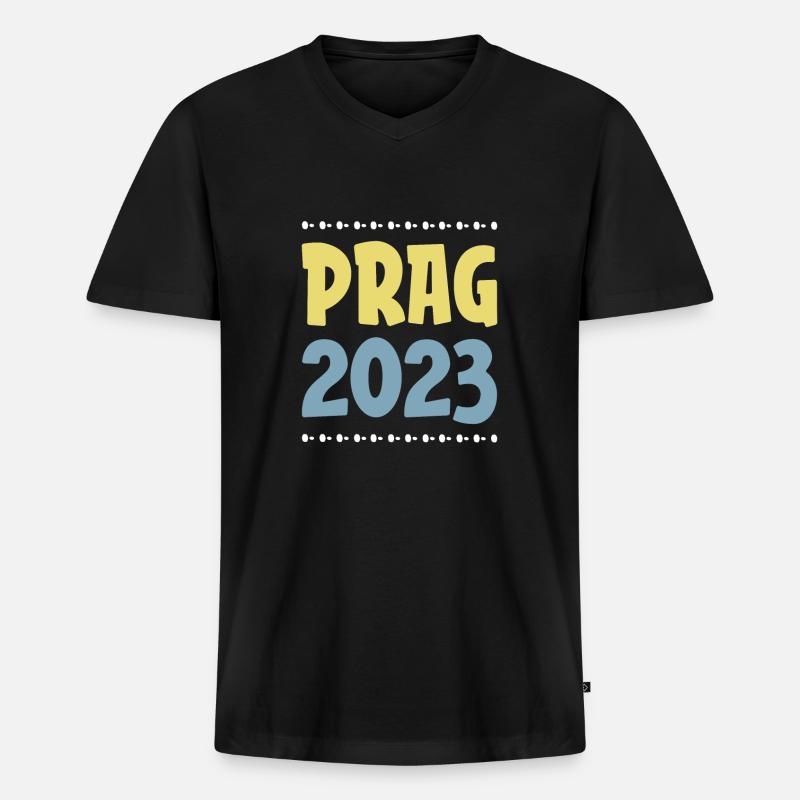 Prag 2023 - Männer Premium Bio T-Shirt mit V-Ausschnitt - Schwarz