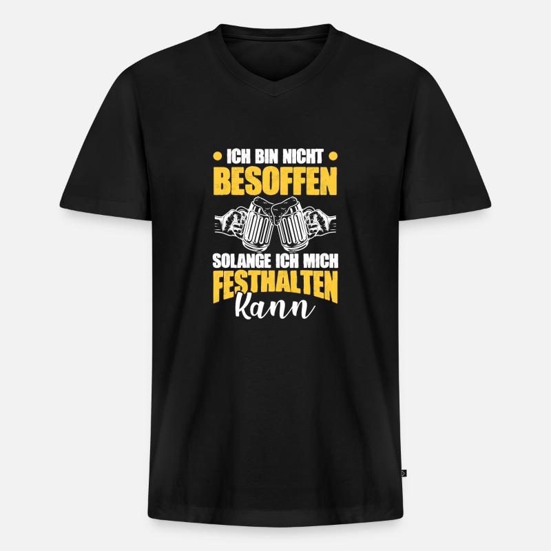 bier trinken - Männer Premium Bio T-Shirt mit V-Ausschnitt - Schwarz