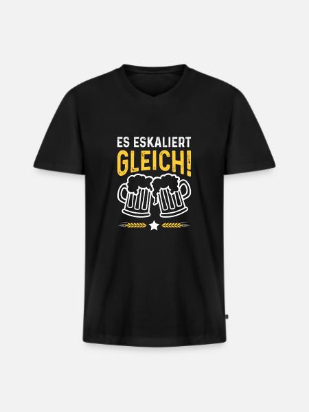 bier lustiger spruch - Männer Premium Bio T-Shirt mit V-Ausschnitt - Schwarz