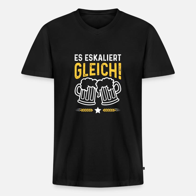 bier lustiger spruch - Männer Premium Bio T-Shirt mit V-Ausschnitt - Schwarz