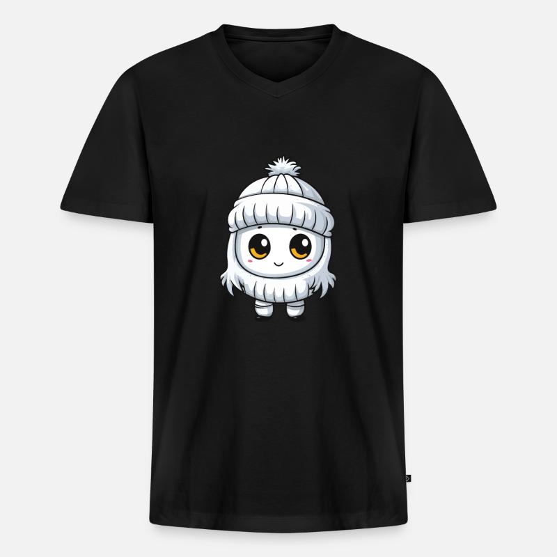 Winter Eskimo Comic Niedlich - Männer Premium Bio T-Shirt mit V-Ausschnitt - Schwarz