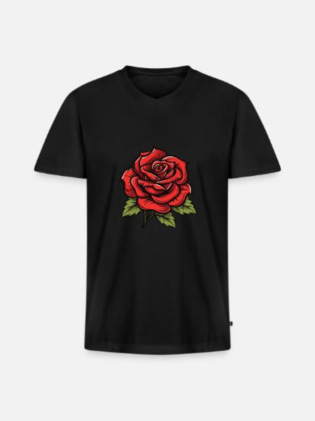 Rose Symbol Liebe - Männer Premium Bio T-Shirt mit V-Ausschnitt - Schwarz