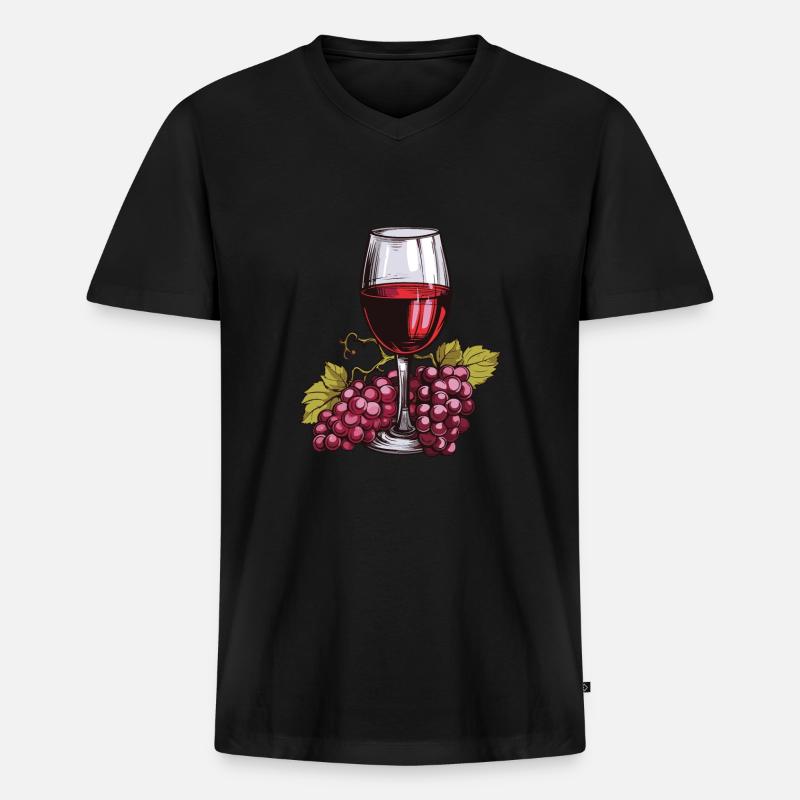 Weinglas Trauben Wein - Männer Premium Bio T-Shirt mit V-Ausschnitt - Schwarz