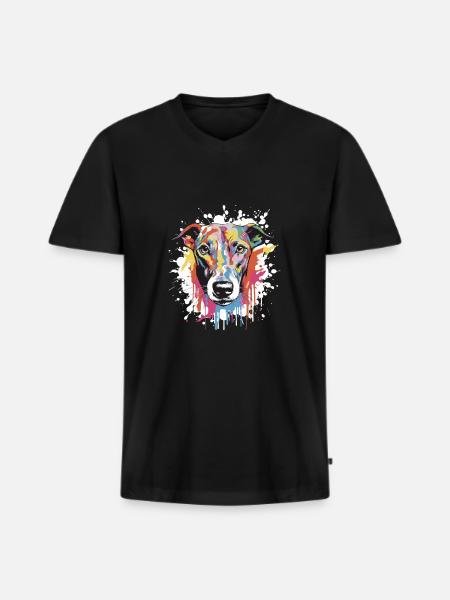 Greyhound Dog Pop Art Head - Men's Premium Organic T-shirt with V-neck - black
