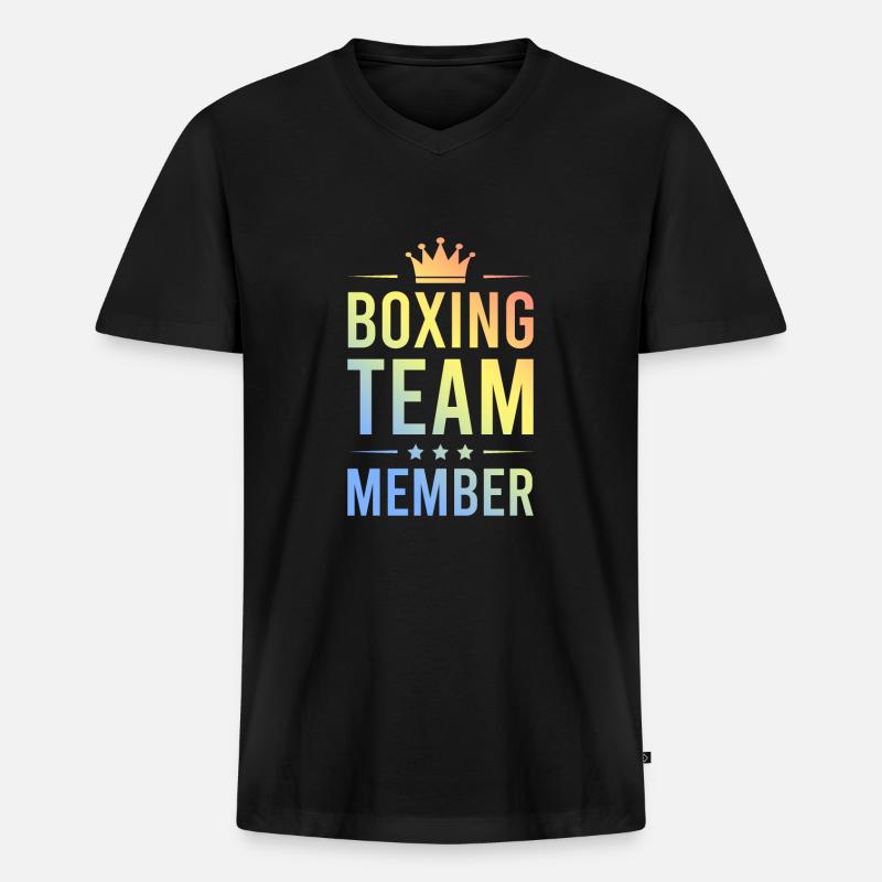 Boxing Team Bunt - Männer Premium Bio T-Shirt mit V-Ausschnitt - Schwarz