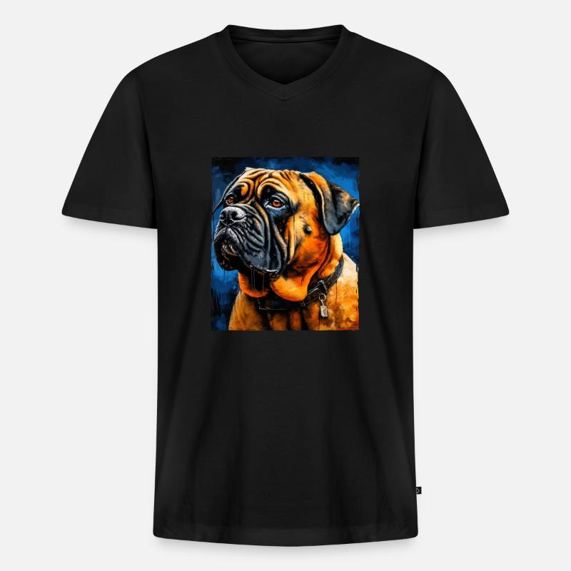 Mastiff Hund Portrait - Männer Premium Bio T-Shirt mit V-Ausschnitt - Schwarz