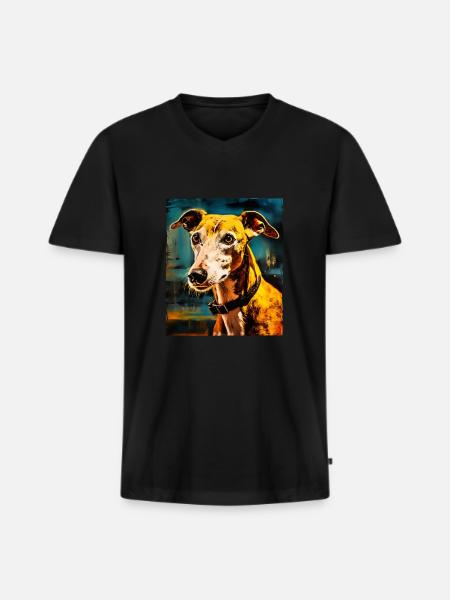 Greyhound Dog Portrait - Men's Premium Organic T-shirt with V-neck - black