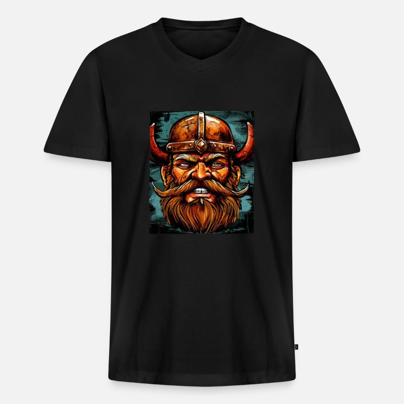 Wikinger Krieger Valhalla Odin - Männer Premium Bio T-Shirt mit V-Ausschnitt - Schwarz