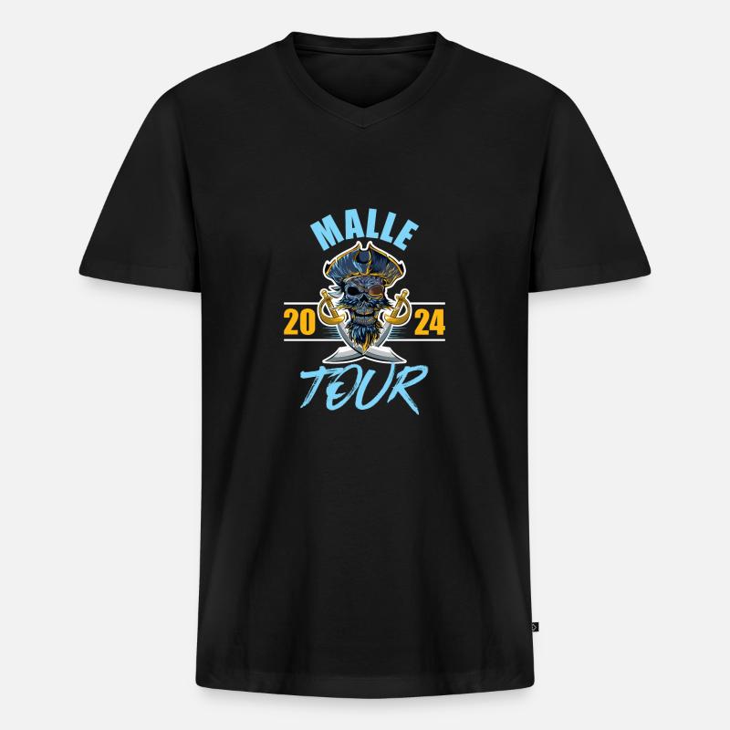 Malle 2024 Skelett - Männer Premium Bio T-Shirt mit V-Ausschnitt - Schwarz