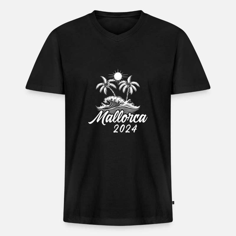 Mallorca 2024 - Männer Premium Bio T-Shirt mit V-Ausschnitt - Schwarz