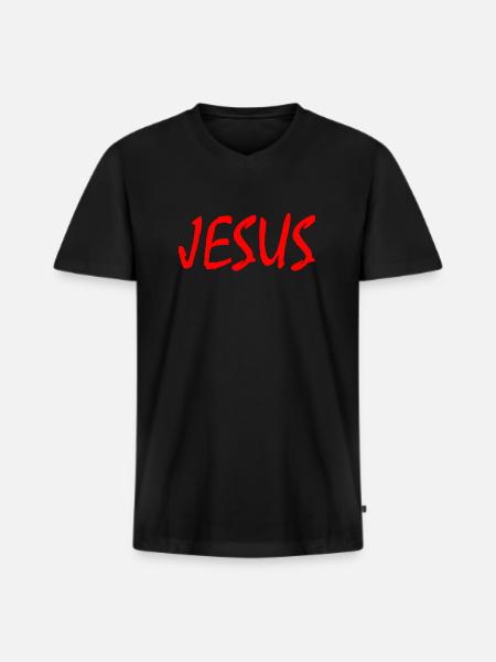 Jesus - Men's Premium Organic T-shirt with V-neck - black
