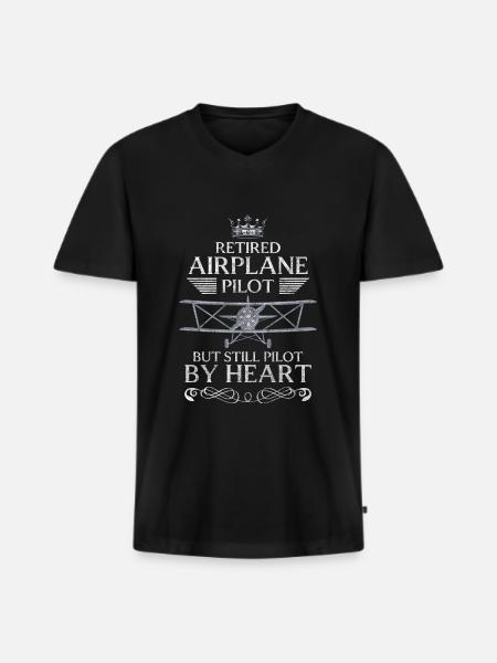 Pilot Flieger Flug Flugschule - Männer Premium Bio T-Shirt mit V-Ausschnitt - Schwarz