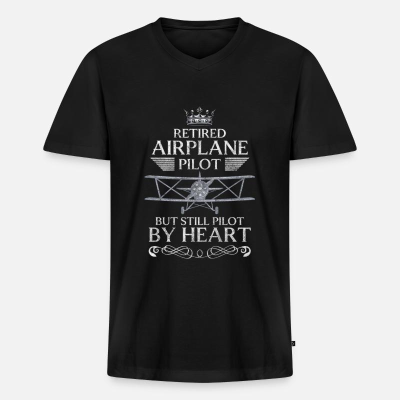 Pilot Flieger Flug Flugschule - Männer Premium Bio T-Shirt mit V-Ausschnitt - Schwarz