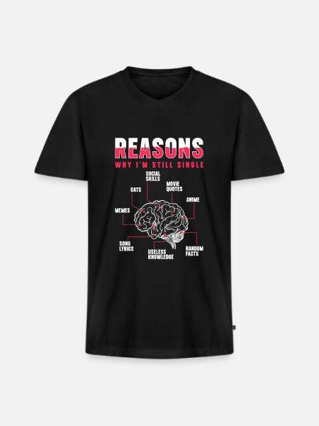 Relation Seule Bachelorette Single - T-shirt encolure en V Premium bio Homme - noir