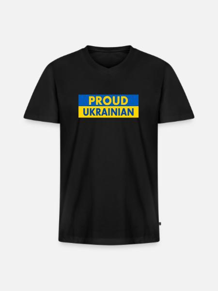 Proud ukrainian - Men's Premium Organic T-shirt with V-neck - black