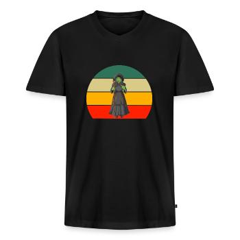 Sorcellerie Costume Cadeau Rétro Halloween - T-shirt encolure en V Premium bio Homme - noir - Devant - Nico (187cm)