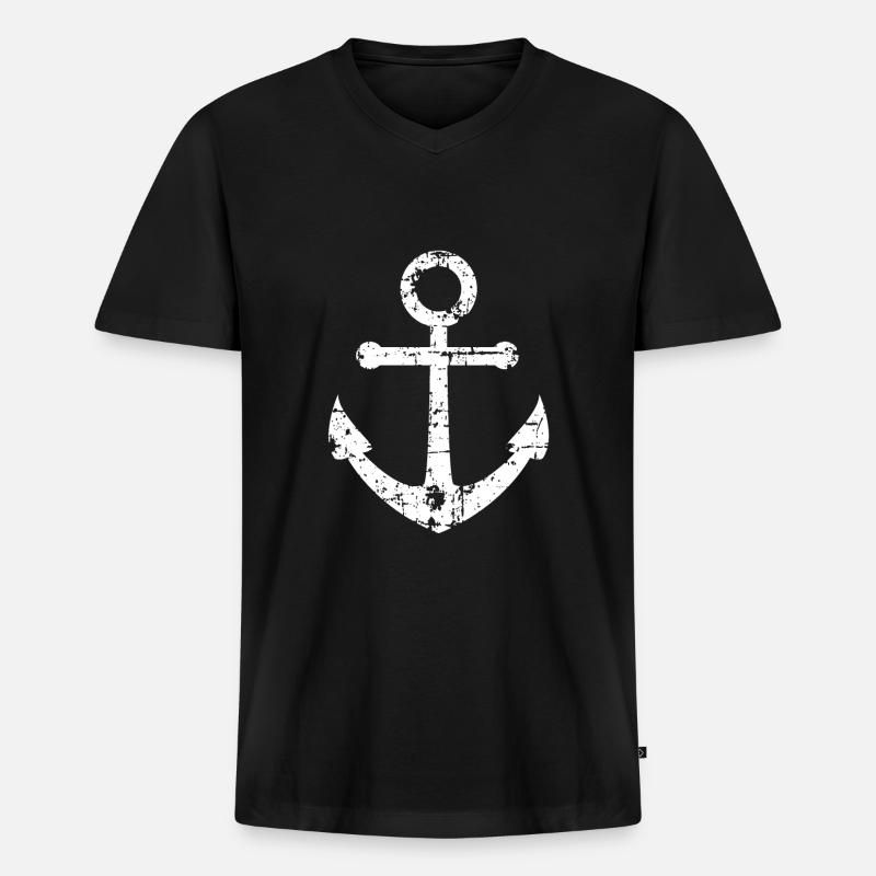 Anchor - Männer Premium Bio T-Shirt mit V-Ausschnitt - Schwarz