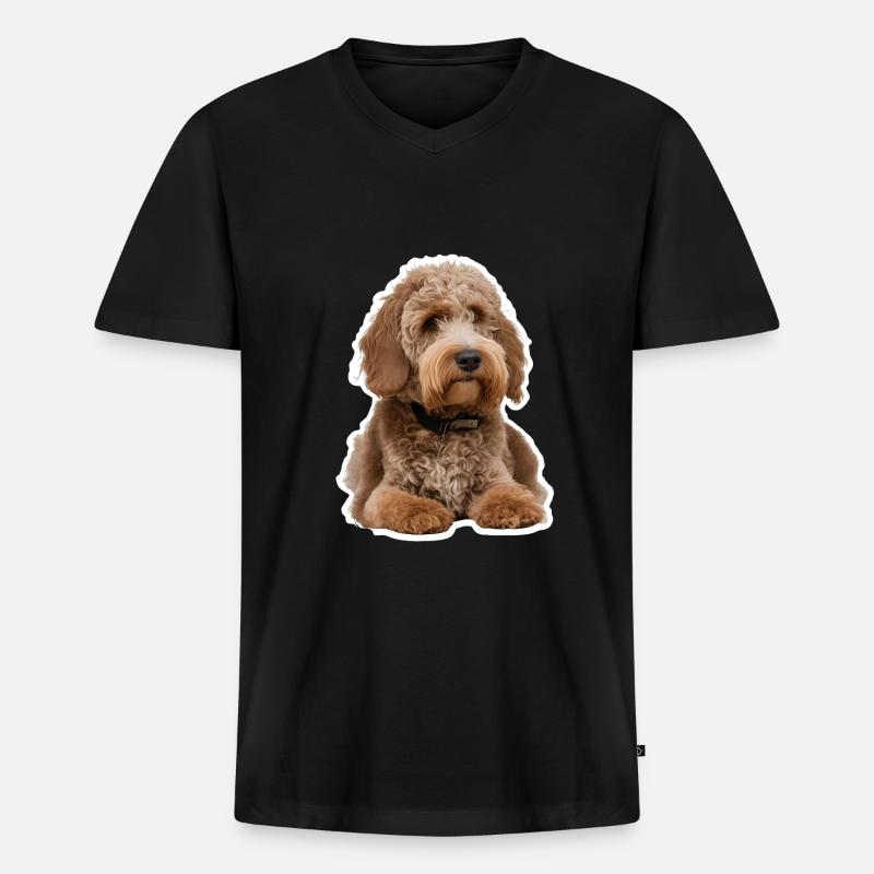 Pudel - Männer Premium Bio T-Shirt mit V-Ausschnitt - Schwarz