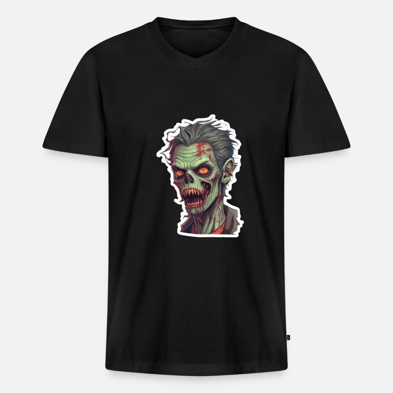 Zombie - Männer Premium Bio T-Shirt mit V-Ausschnitt - Schwarz