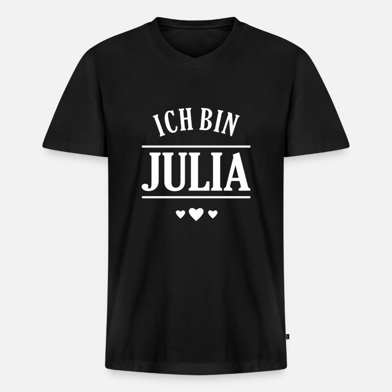 Ich bin Julia - Männer Premium Bio T-Shirt mit V-Ausschnitt - Schwarz