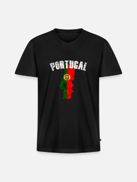 Portugal - Männer Premium Bio T-Shirt mit V-Ausschnitt - Schwarz