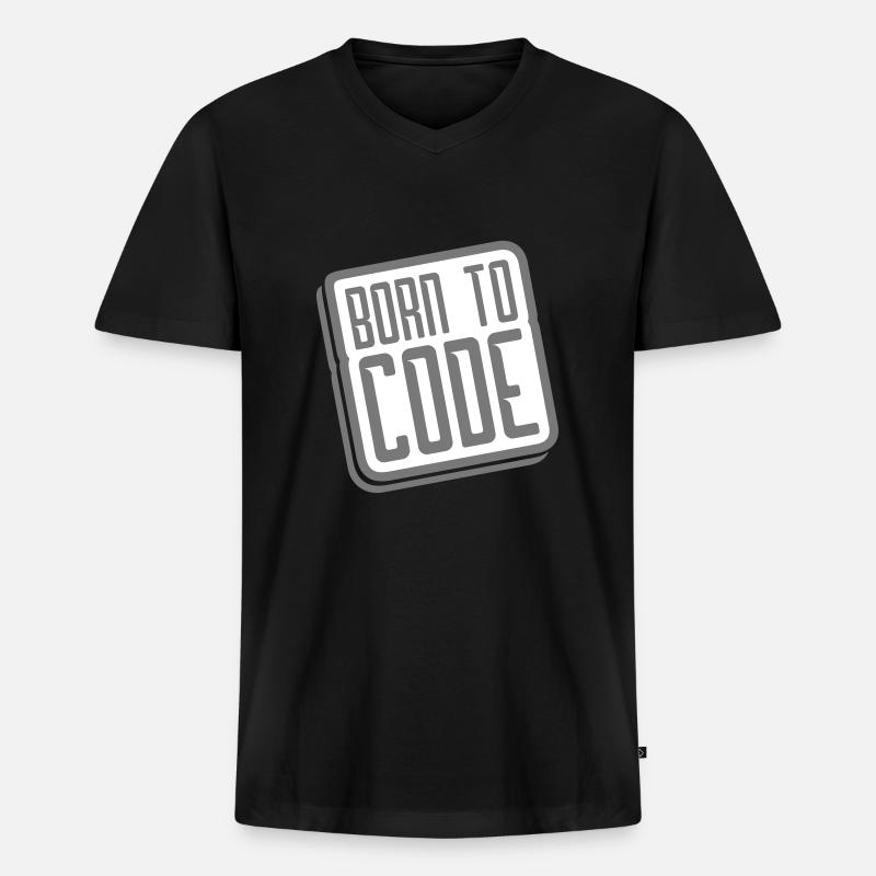 born to code - Männer Premium Bio T-Shirt mit V-Ausschnitt - Schwarz